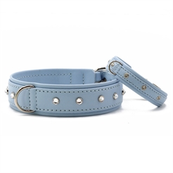 Handgjort läderhalsband med stendesign Sunrise Ice Blue